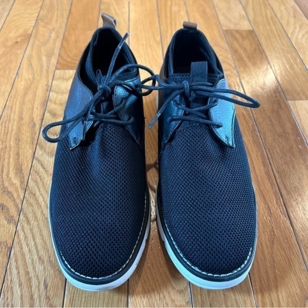 London Fog Collection Memory Foam Lace Up Shoes Mens Size 8.5 Black White Trim